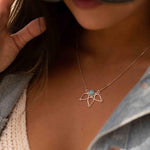 Larimar Lotus Flower Necklace ~ Sterling Silver 925 ~Jewelry  ~ Minimalist~ Handmade~ Thin Chain~ Delicate ~Layered ~ MN076