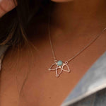 Larimar Lotus Flower Necklace ~ Sterling Silver 925 ~Jewelry  ~ Minimalist~ Handmade~ Thin Chain~ Delicate ~Layered ~ MN076