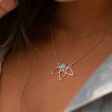Larimar Lotus Flower Necklace ~ Sterling Silver 925 ~Jewelry  ~ Minimalist~ Handmade~ Thin Chain~ Delicate ~Layered ~ MN076