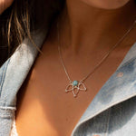 Larimar Lotus Flower Necklace ~ Sterling Silver 925 ~Jewelry  ~ Minimalist~ Handmade~ Thin Chain~ Delicate ~Layered ~ MN076