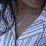 Moonstone Lotus Flower Necklace (only) ~ Sterling Silver 925 ~Jewelry  ~ Minimalist~ Handmade~ Thin Chain~ Delicate ~Layered ~ MN077