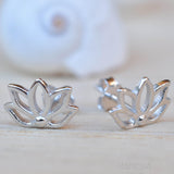Lotus Flower Stud Earrings ~ Sterling Silver 925 ~ SME084 - Maresia Jewelry