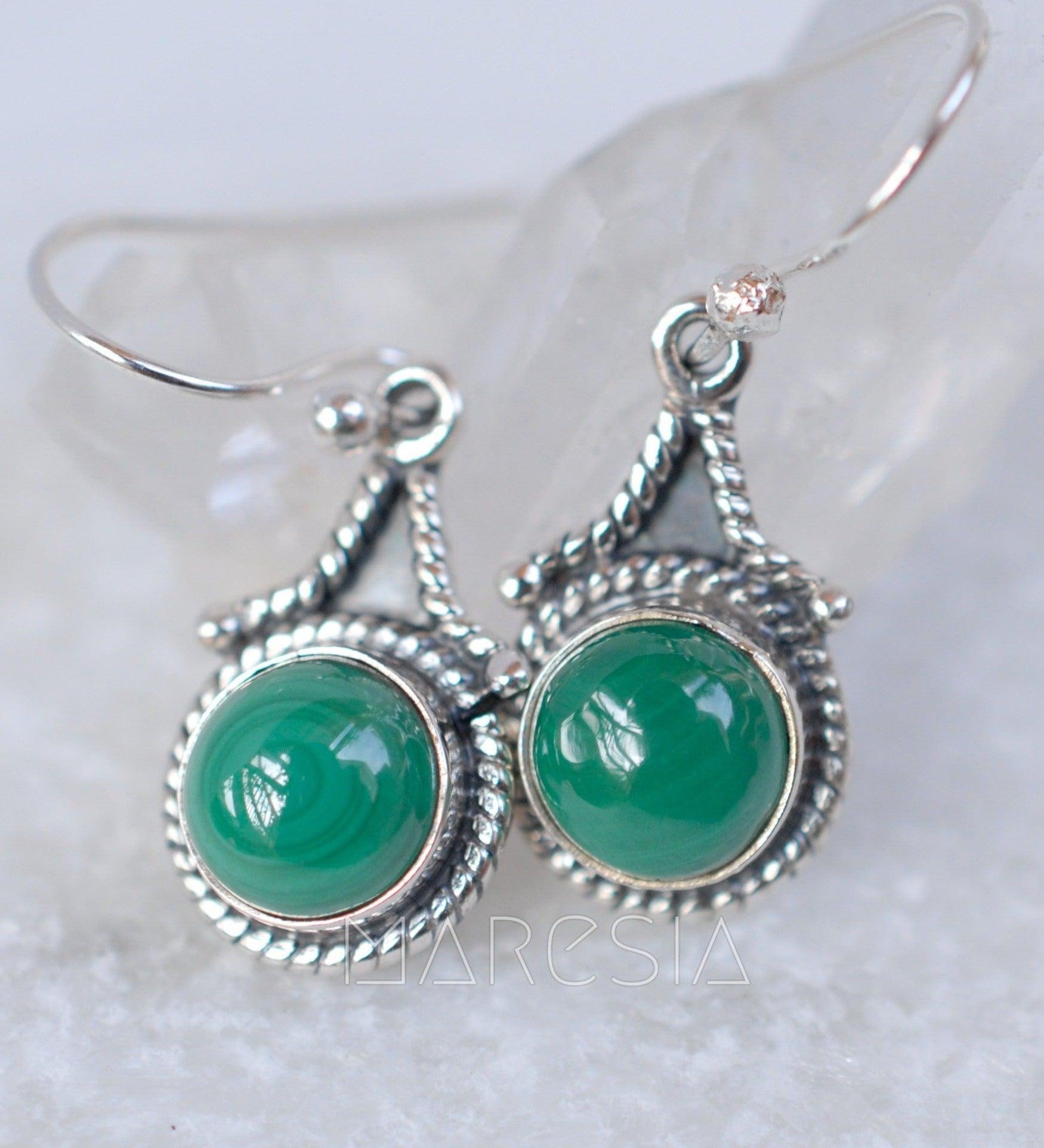 Malachite Earrings~ Sterling Silver 925 ~ ME010 - Maresia Jewelry