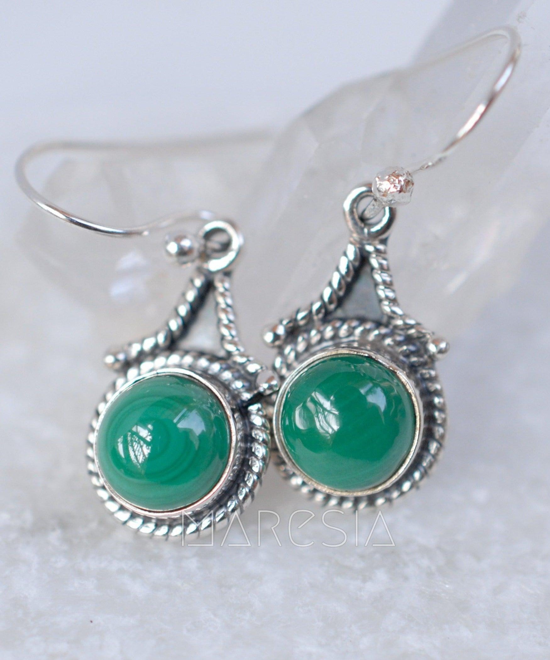 Malachite Earrings~ Sterling Silver 925 ~ ME010 - Maresia Jewelry