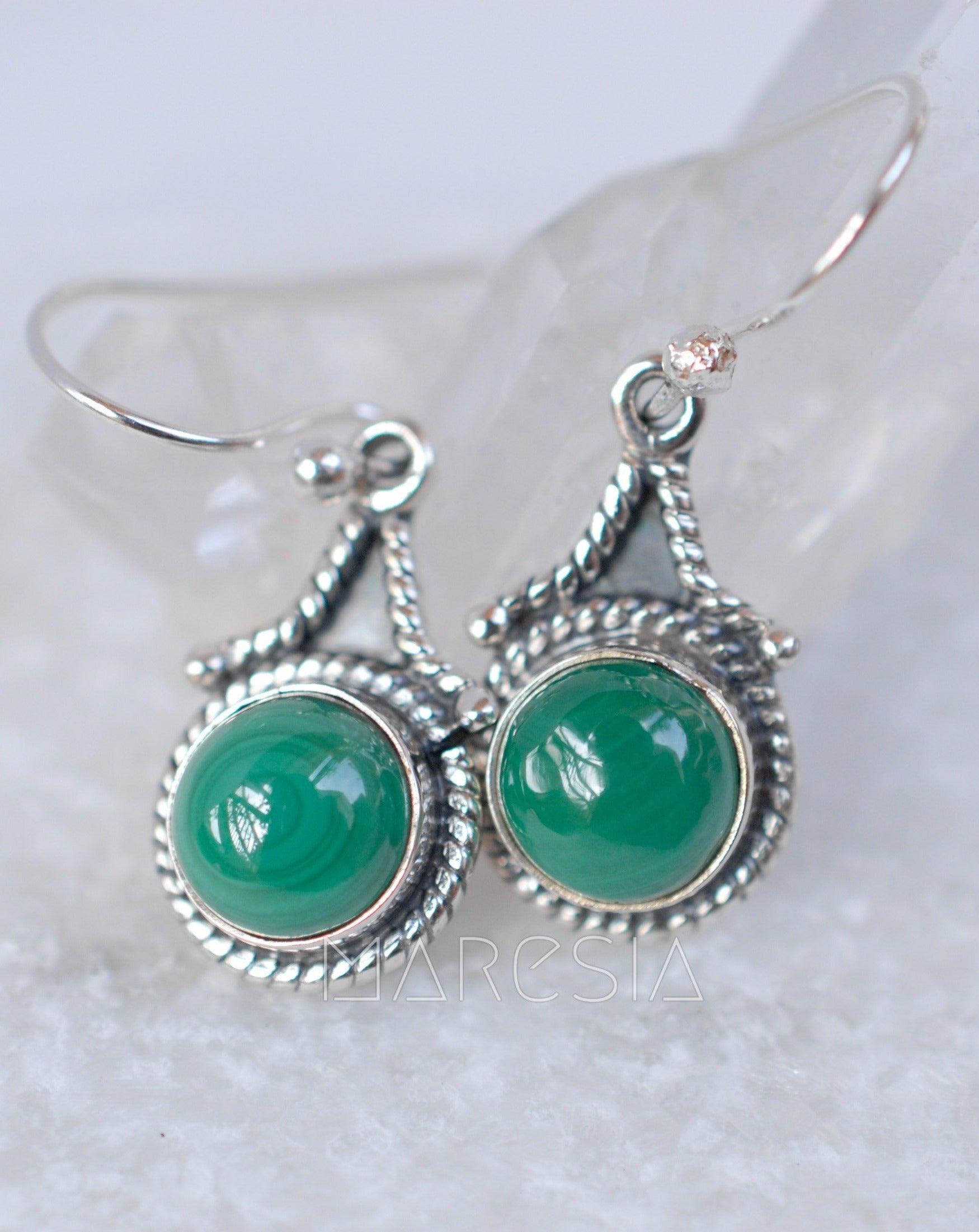 Malachite Earrings~ Sterling Silver 925 ~ ME010 - Maresia Jewelry