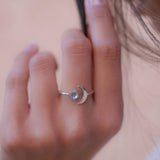 Blue Topaz Crescent Moon Ring ~ Sterling Silver 925 ~ MR118A - Maresia Jewelry
