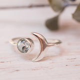 Blue Topaz Crescent Moon Ring ~ Sterling Silver 925 ~ MR118A - Maresia Jewelry