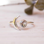 Blue Topaz Crescent Moon Ring ~ Sterling Silver 925 ~ MR118A - Maresia Jewelry