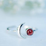 Garnet Half Moon Ring ~ Sterling Silver 925 ~MR117 - Maresia Jewelry