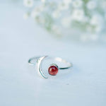 Garnet Half Moon Ring ~ Sterling Silver 925 ~MR117 - Maresia Jewelry