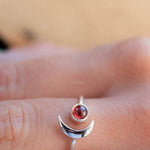 Garnet Half Moon Ring ~ Sterling Silver 925 ~MR117 - Maresia Jewelry