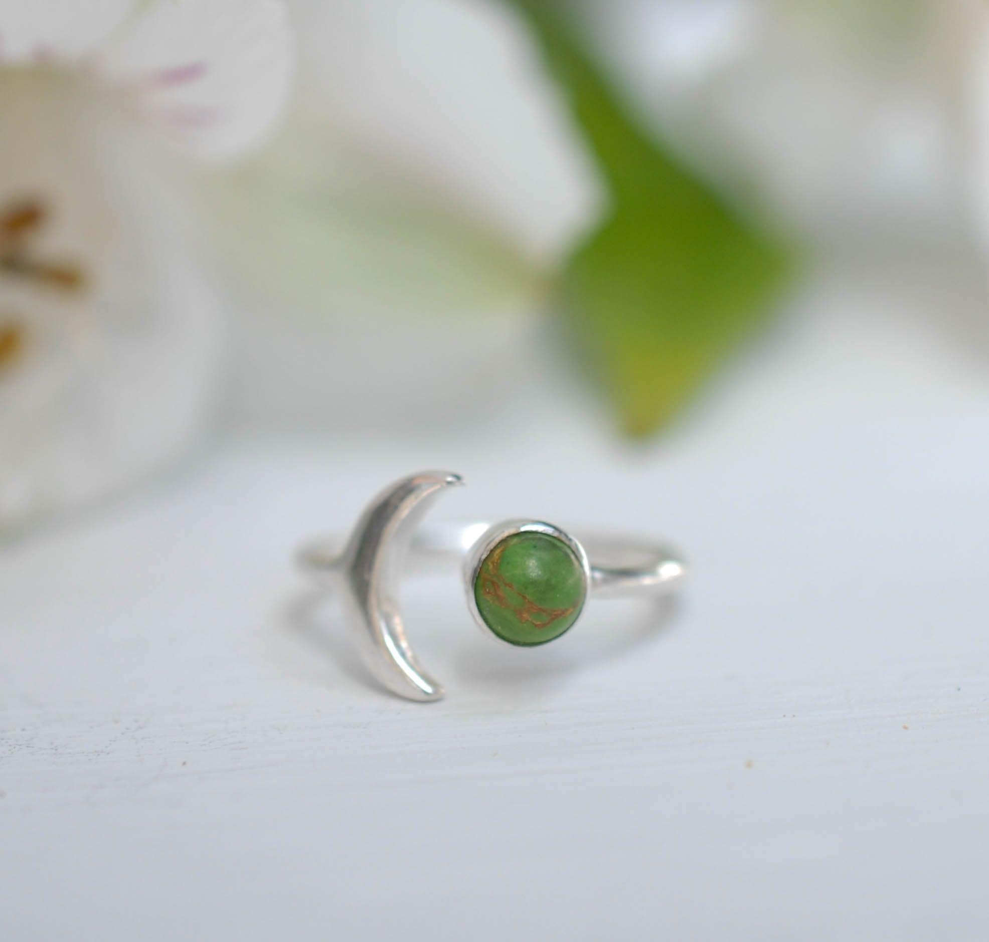 Green Copper Turquoise Ring ~ Sterling Silver 925 ~MR048 - Maresia Jewelry