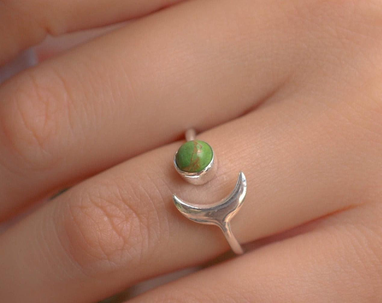 Green Copper Turquoise Ring ~ Sterling Silver 925 ~MR048 - Maresia Jewelry