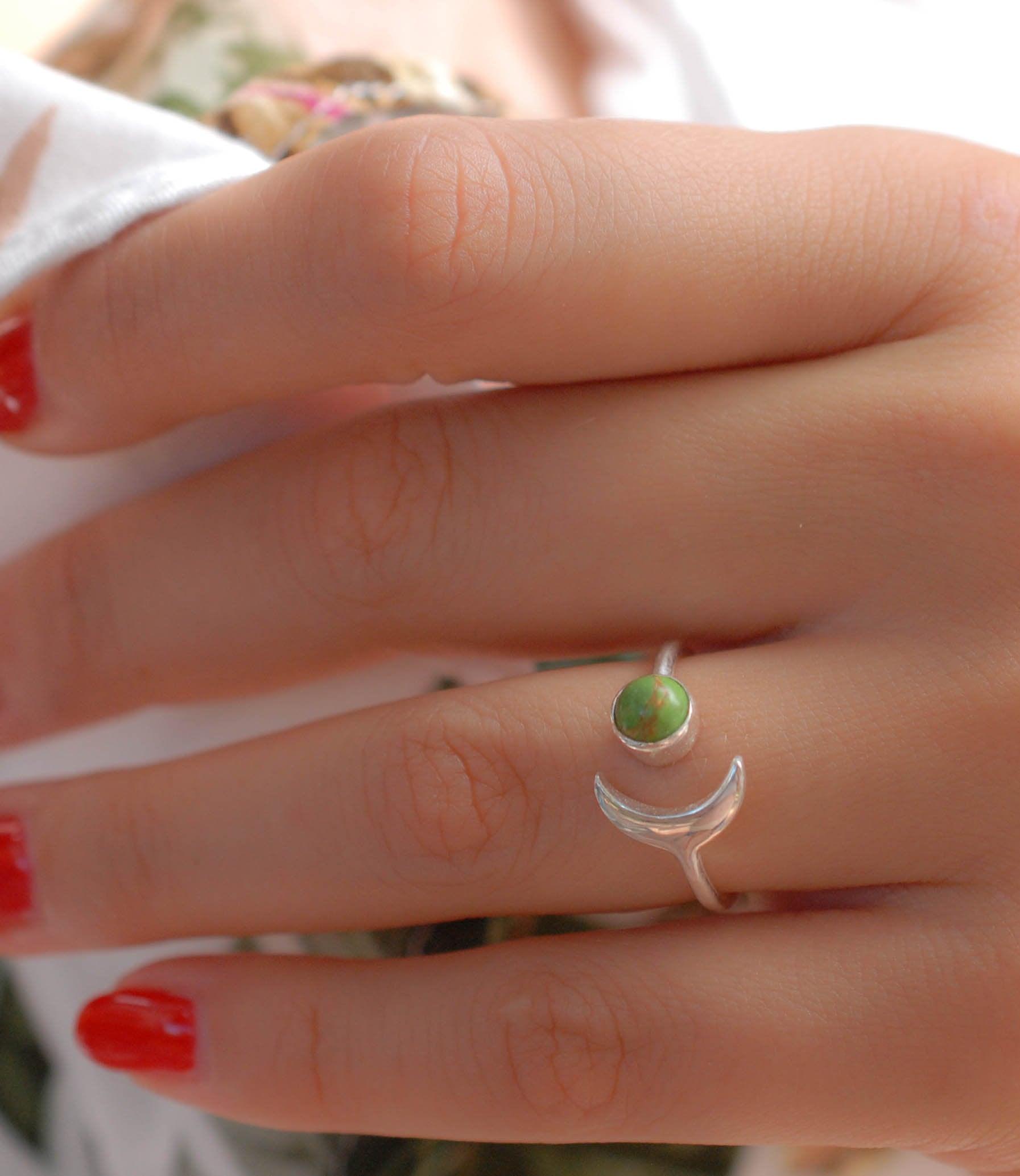 Green Copper Turquoise Ring ~ Sterling Silver 925 ~MR048 - Maresia Jewelry