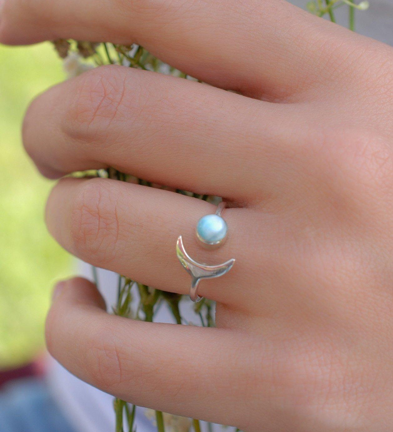 Larimar Moon Ring ~ Sterling Silver 925 ~ MR131 - Maresia Jewelry