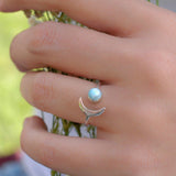Larimar Moon Ring ~ Sterling Silver 925 ~ MR131 - Maresia Jewelry