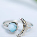 Larimar Moon Ring ~ Sterling Silver 925 ~ MR131 - Maresia Jewelry