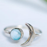 Larimar Moon Ring ~ Sterling Silver 925 ~ MR131 - Maresia Jewelry