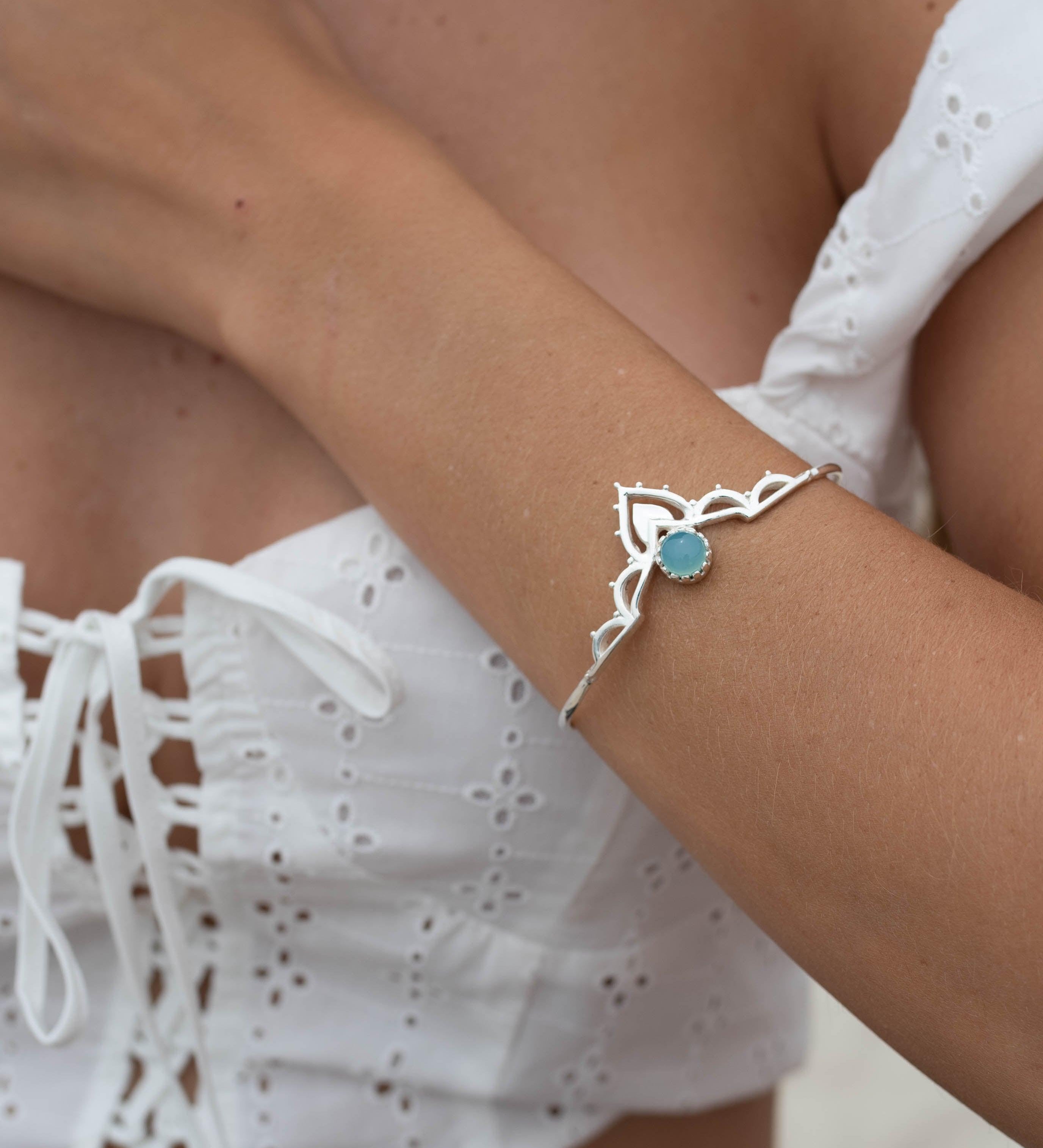 Mandala Moonstone, Aqua Chalcedony, Labradorite and Rose quartz Adjustable Bracelet ~ Sterling Silver 925 ~MB034B - Maresia Jewelry