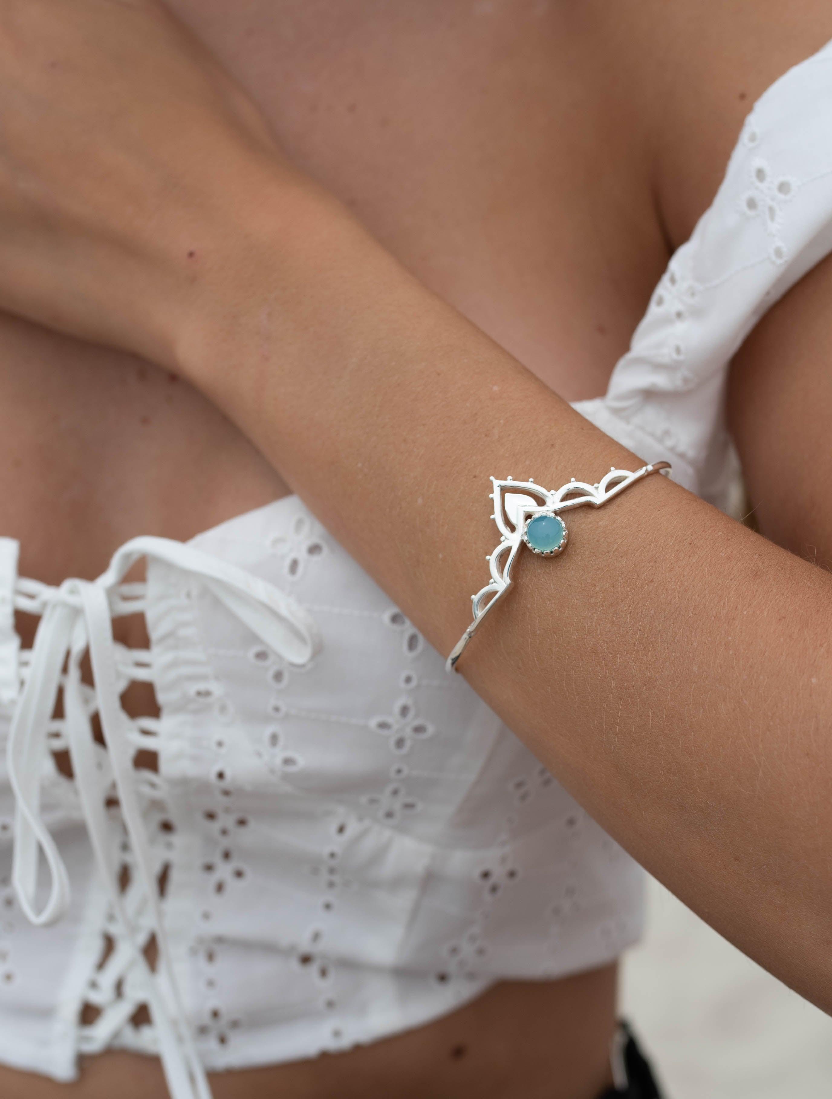 Mandala Moonstone, Aqua Chalcedony, Labradorite and Rose quartz Adjustable Bracelet ~ Sterling Silver 925 ~MB034B - Maresia Jewelry