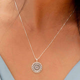 Moonstone or Labradorite Pendant ~Mandala ~ Sterling Silver 925  ~ Delicate ~ Bohemian ~  Charm ~ MN084
