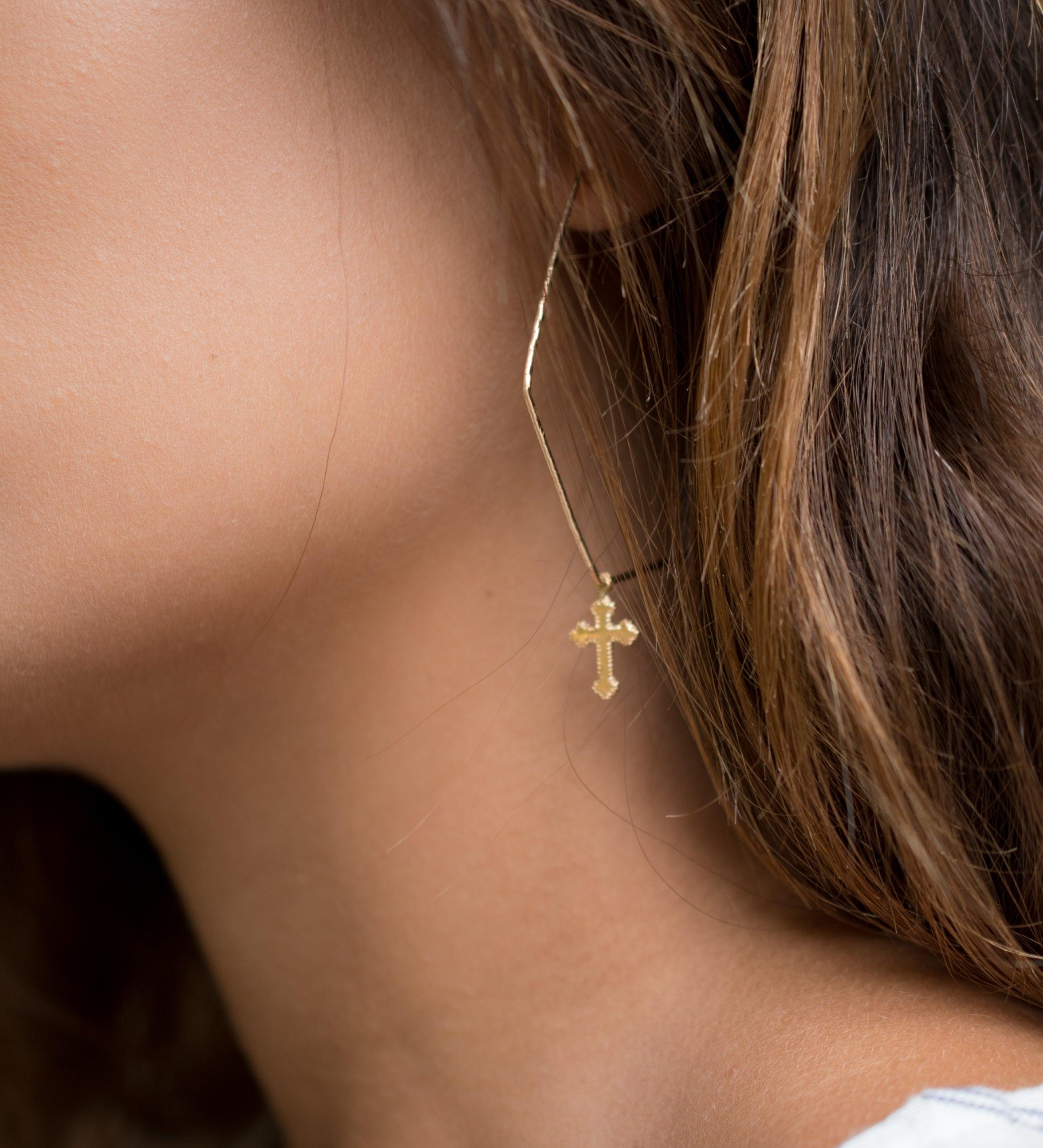 Marise Cross Earrings ~ Sterling Silver 925 or Gold Filled - Maresia Jewelry