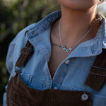Turquoise necklace~ Sterling Silver 925 ~ curb ball chain ~ beaded chain ~ Jewelry ~ Gift For Her ~ Handmade~ Thin Chain ~ MN073