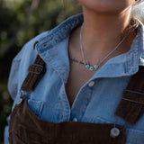 Turquoise necklace~ Sterling Silver 925 ~ curb ball chain ~ beaded chain ~ Jewelry ~ Gift For Her ~ Handmade~ Thin Chain ~ MN073