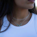 Turquoise necklace~ Sterling Silver 925 ~ curb ball chain ~ beaded chain ~ Jewelry ~ Gift For Her ~ Handmade~ Thin Chain ~ MN073