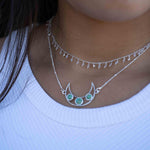 Turquoise necklace~ Sterling Silver 925 ~ curb ball chain ~ beaded chain ~ Jewelry ~ Gift For Her ~ Handmade~ Thin Chain ~ MN073