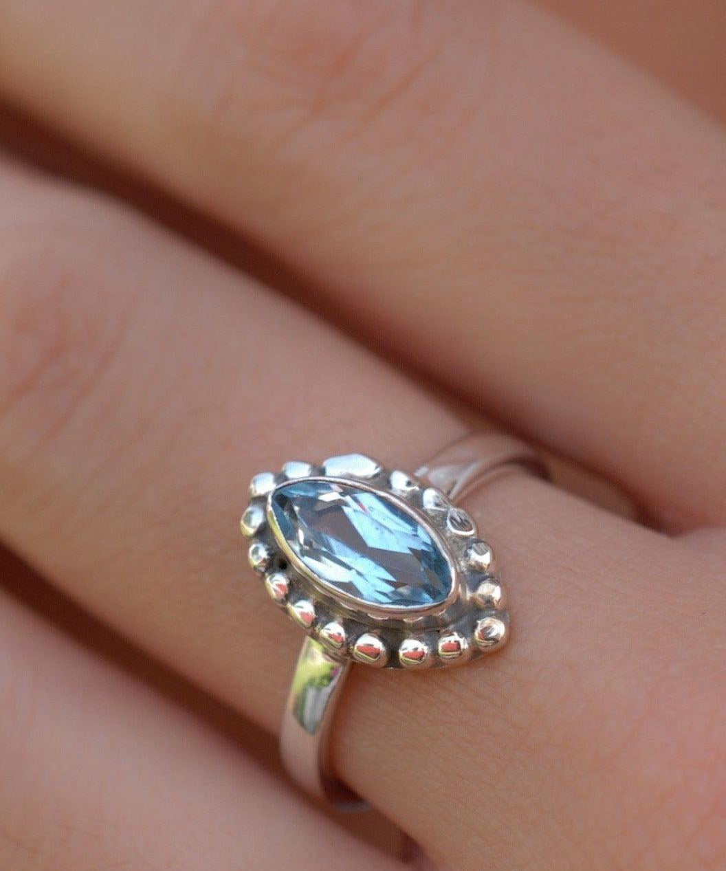 Blue Topaz Ring ~ Sterling Silver 925 ~MR093 - Maresia Jewelry