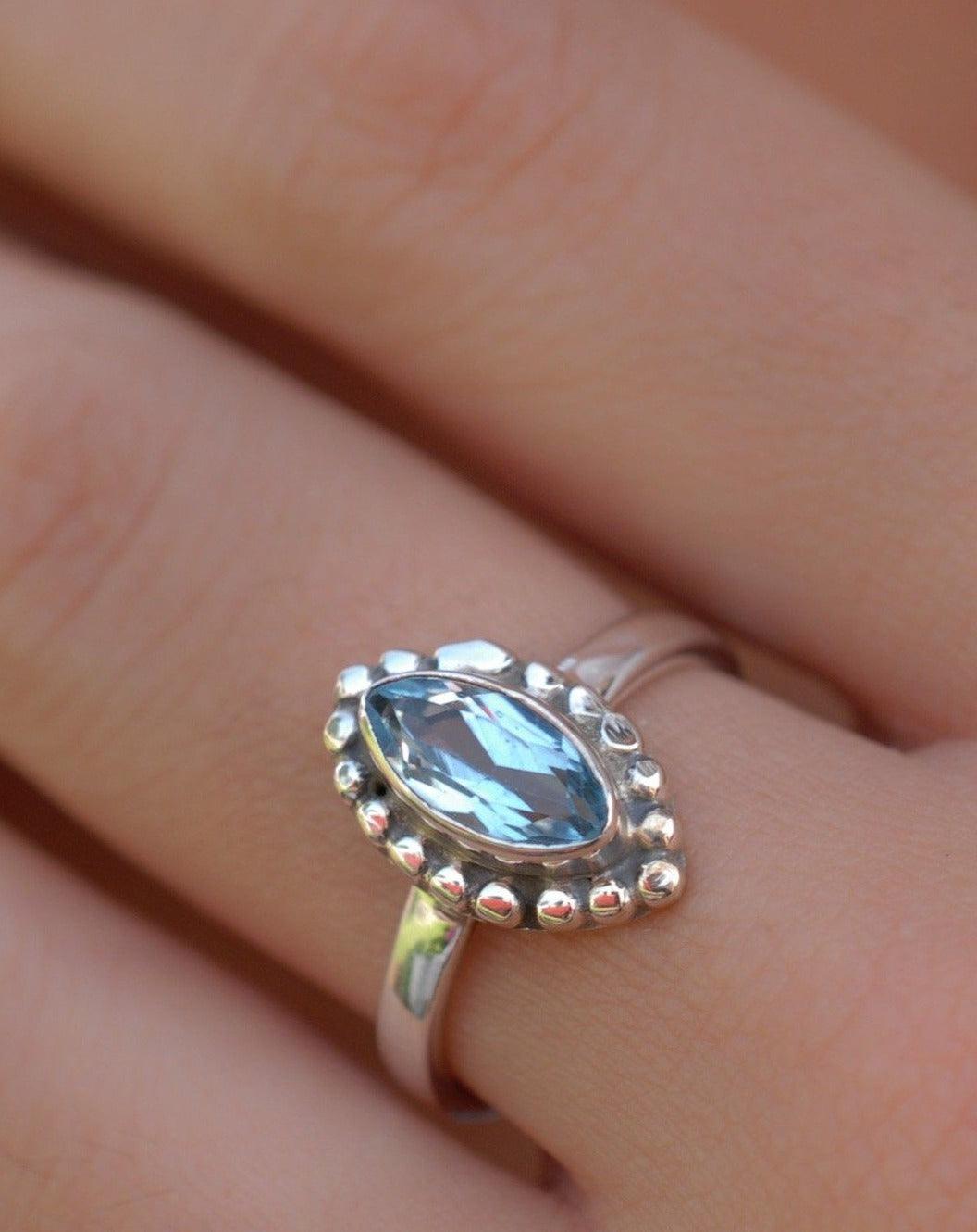 Blue Topaz Ring ~ Sterling Silver 925 ~MR093 - Maresia Jewelry