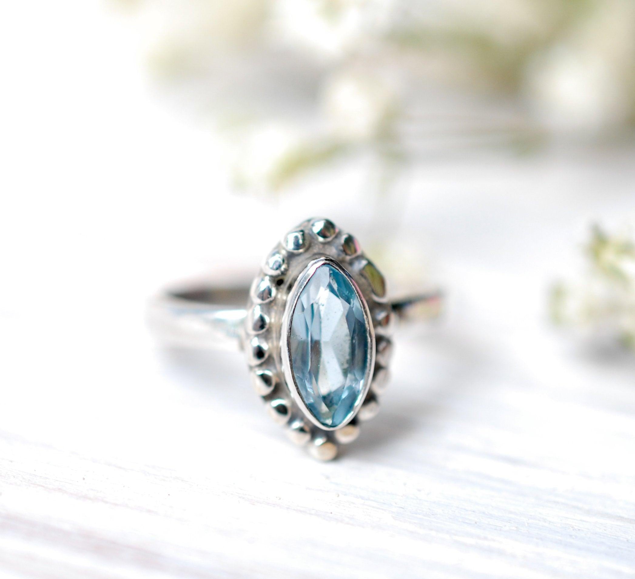 Blue Topaz Ring ~ Sterling Silver 925 ~MR093 - Maresia Jewelry