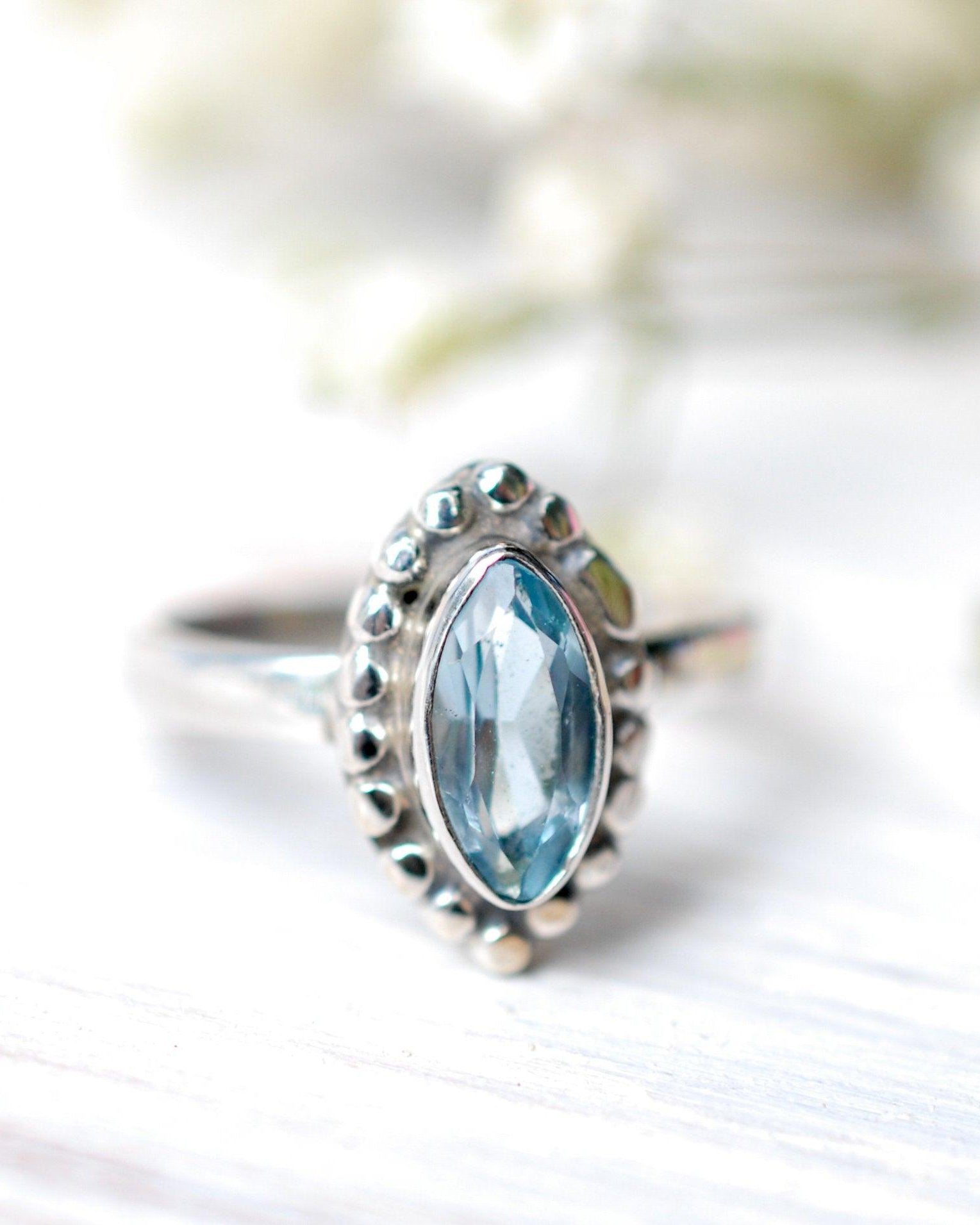 Blue Topaz Ring ~ Sterling Silver 925 ~MR093 - Maresia Jewelry