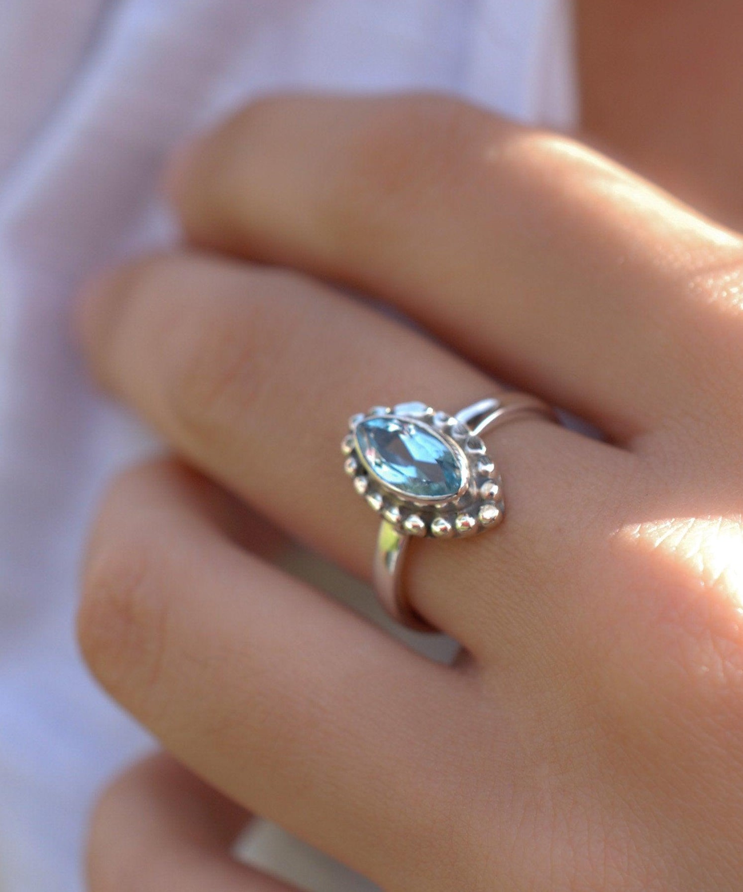 Blue Topaz Ring ~ Sterling Silver 925 ~MR093 - Maresia Jewelry