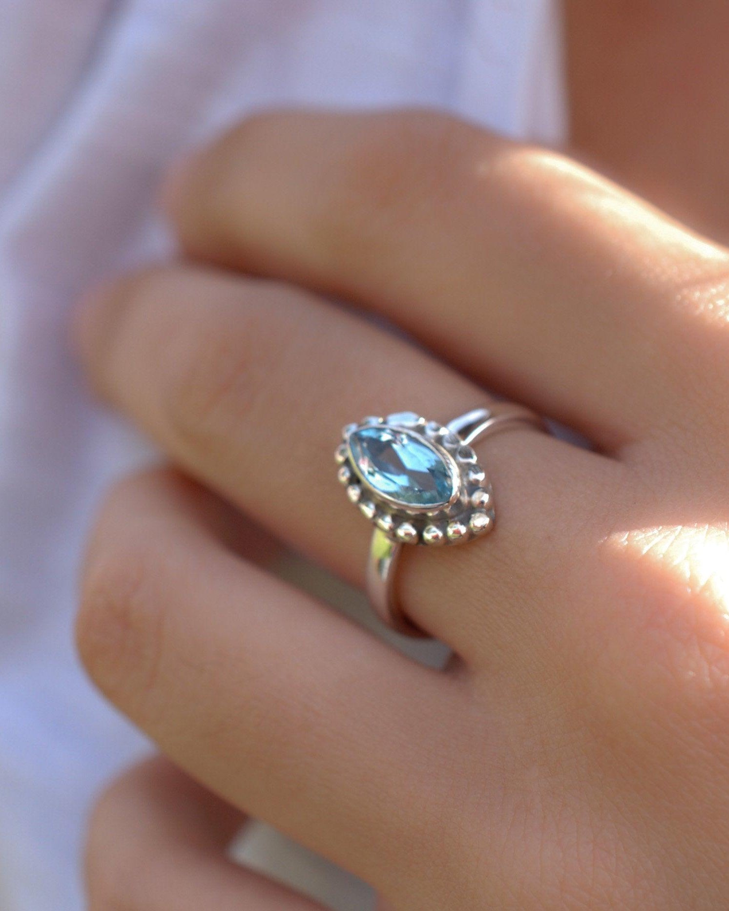 Blue Topaz Ring ~ Sterling Silver 925 ~MR093 - Maresia Jewelry