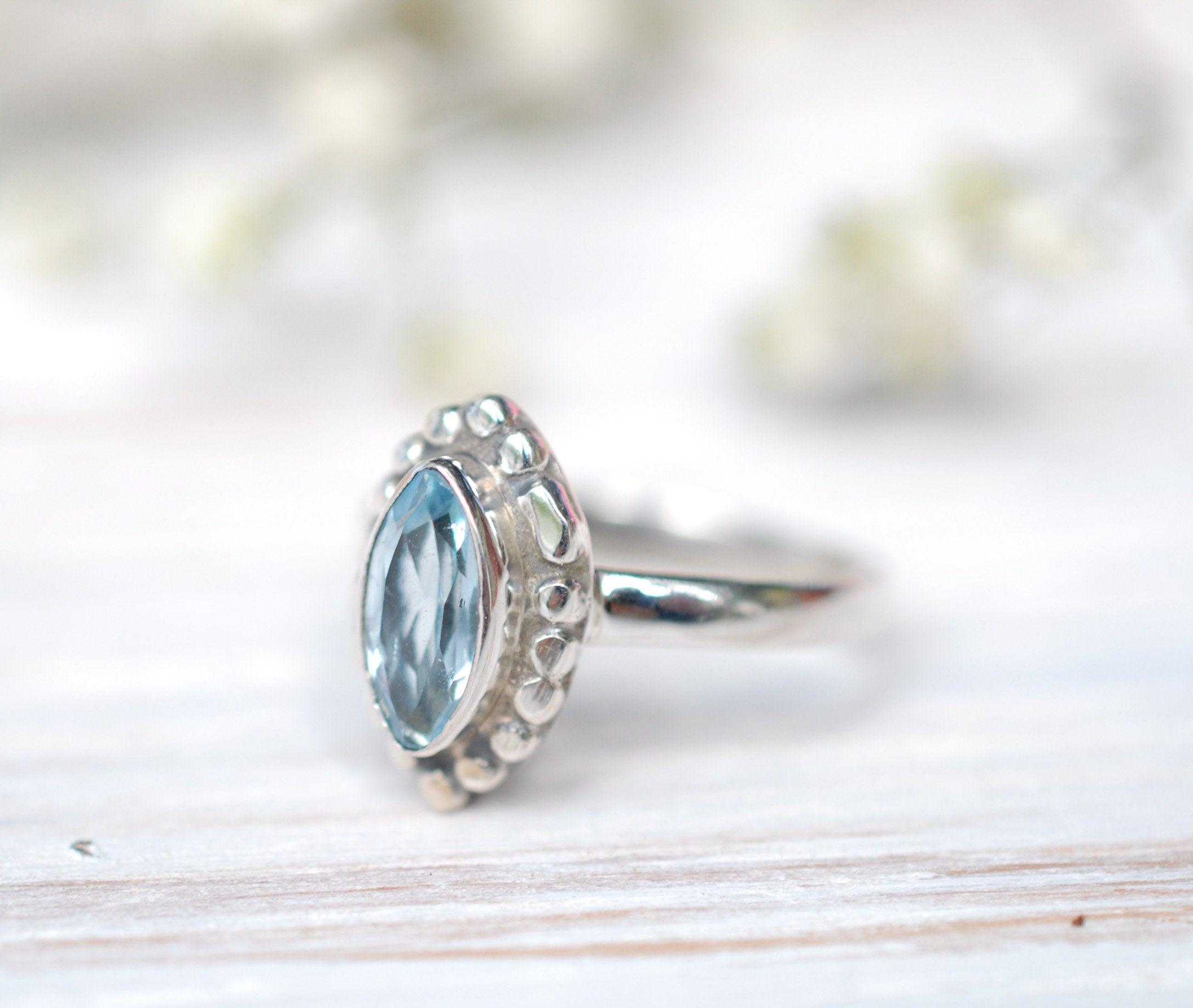 Blue Topaz Ring ~ Sterling Silver 925 ~MR093 - Maresia Jewelry