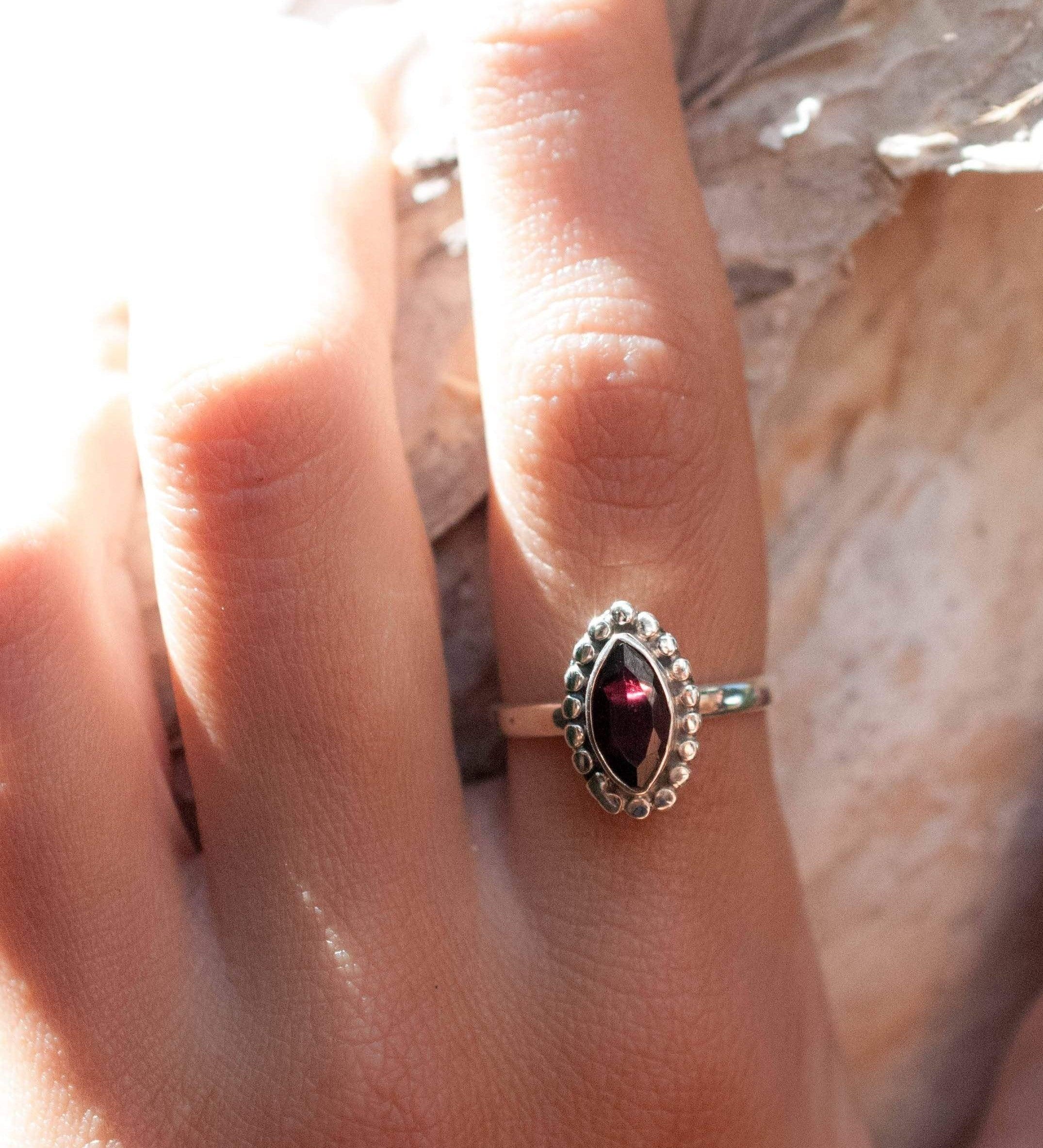 Garnet Ring ~ Sterling Silver 925 ~MR032 - Maresia Jewelry