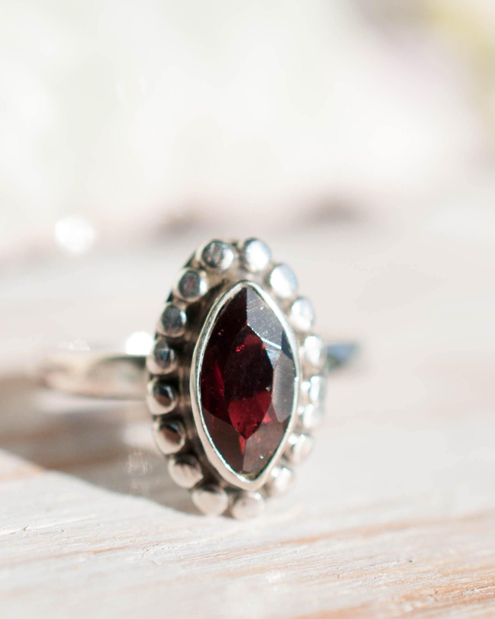 Garnet Ring ~ Sterling Silver 925 ~MR032 - Maresia Jewelry