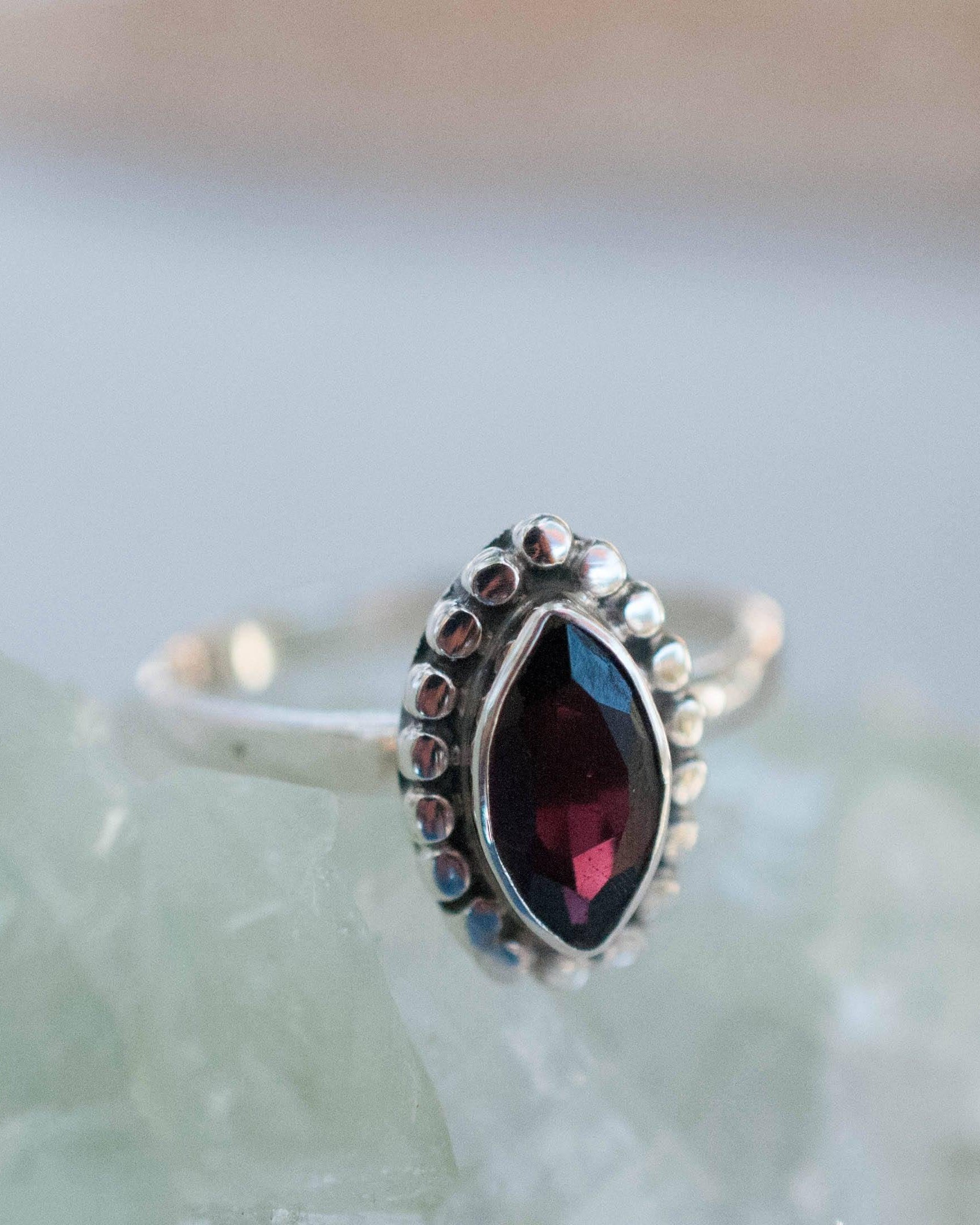 Garnet Ring ~ Sterling Silver 925 ~MR032 - Maresia Jewelry