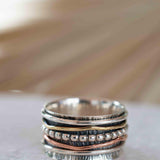 Meditation Ring ~ Spinner Ring~ Spinning ~ Yoga~ Anxiety ~ Anti Stress ~ Thin Band ~ Sterling Silver 925 ~Handmade ~Copper ~Bronze ~MS031