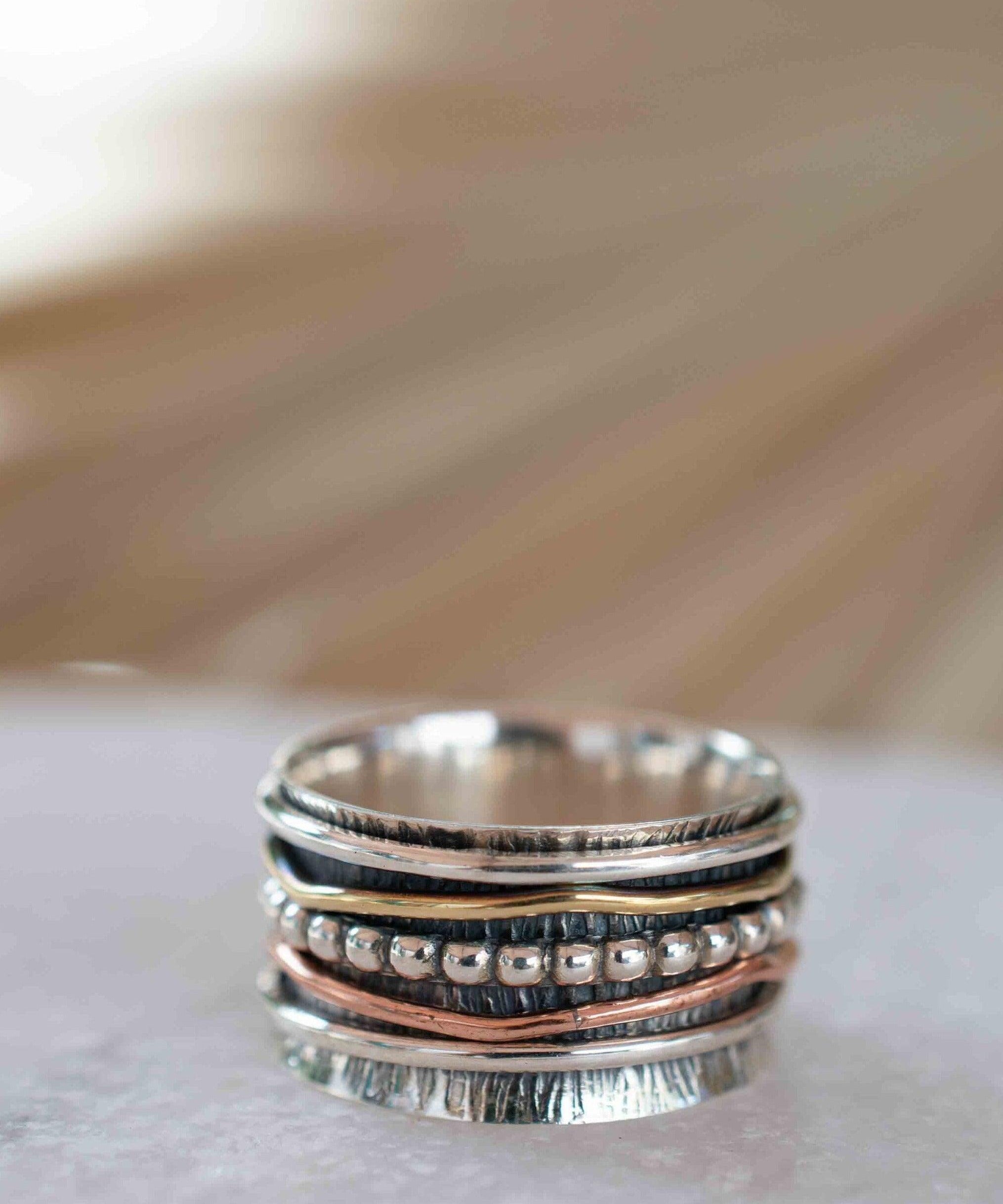 Meditation Ring ~ Spinner Ring~ Spinning ~ Yoga~ Anxiety ~ Anti Stress ~ Thin Band ~ Sterling Silver 925 ~Handmade ~Copper ~Bronze ~MS031
