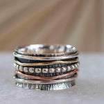 Meditation Ring ~ Spinner Ring~ Spinning ~ Yoga~ Anxiety ~ Anti Stress ~ Thin Band ~ Sterling Silver 925 ~Handmade ~Copper ~Bronze ~MS031