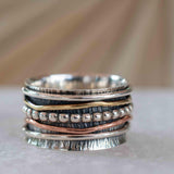 Meditation Ring ~ Spinner Ring~ Spinning ~ Yoga~ Anxiety ~ Anti Stress ~ Thin Band ~ Sterling Silver 925 ~Handmade ~Copper ~Bronze ~MS031