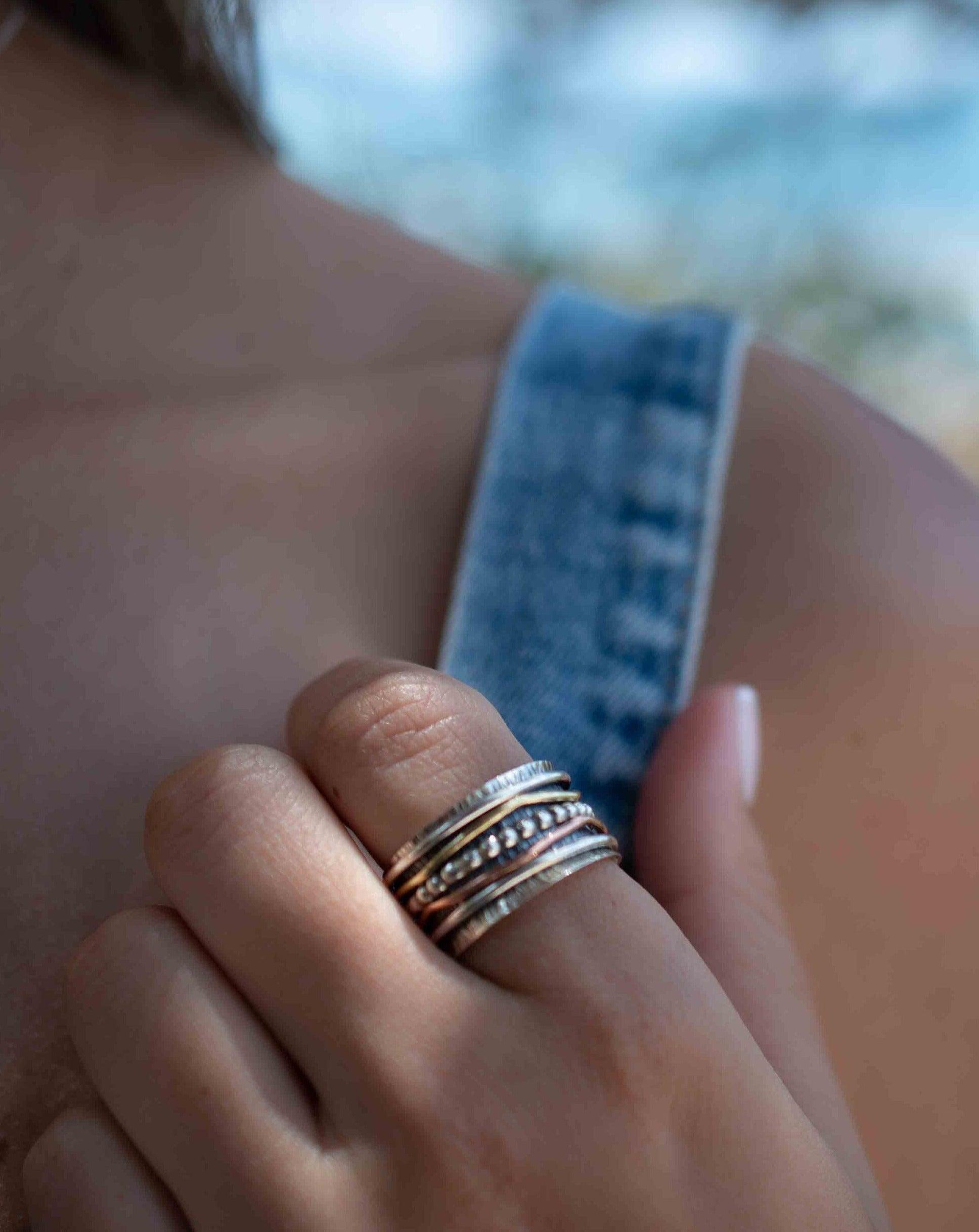 Meditation Ring ~ Spinner Ring~ Spinning ~ Yoga~ Anxiety ~ Anti Stress ~ Thin Band ~ Sterling Silver 925 ~Handmade ~Copper ~Bronze ~MS031
