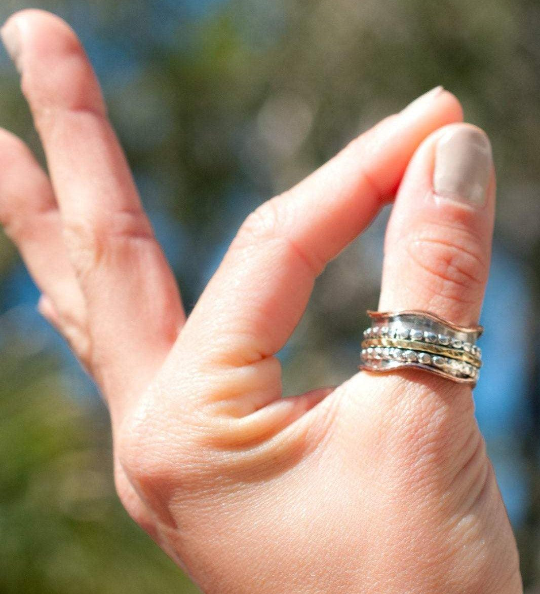 Meditation Ring ~ Sterling Silver 925 & Copper & Bronze ~MS005 - Maresia Jewelry