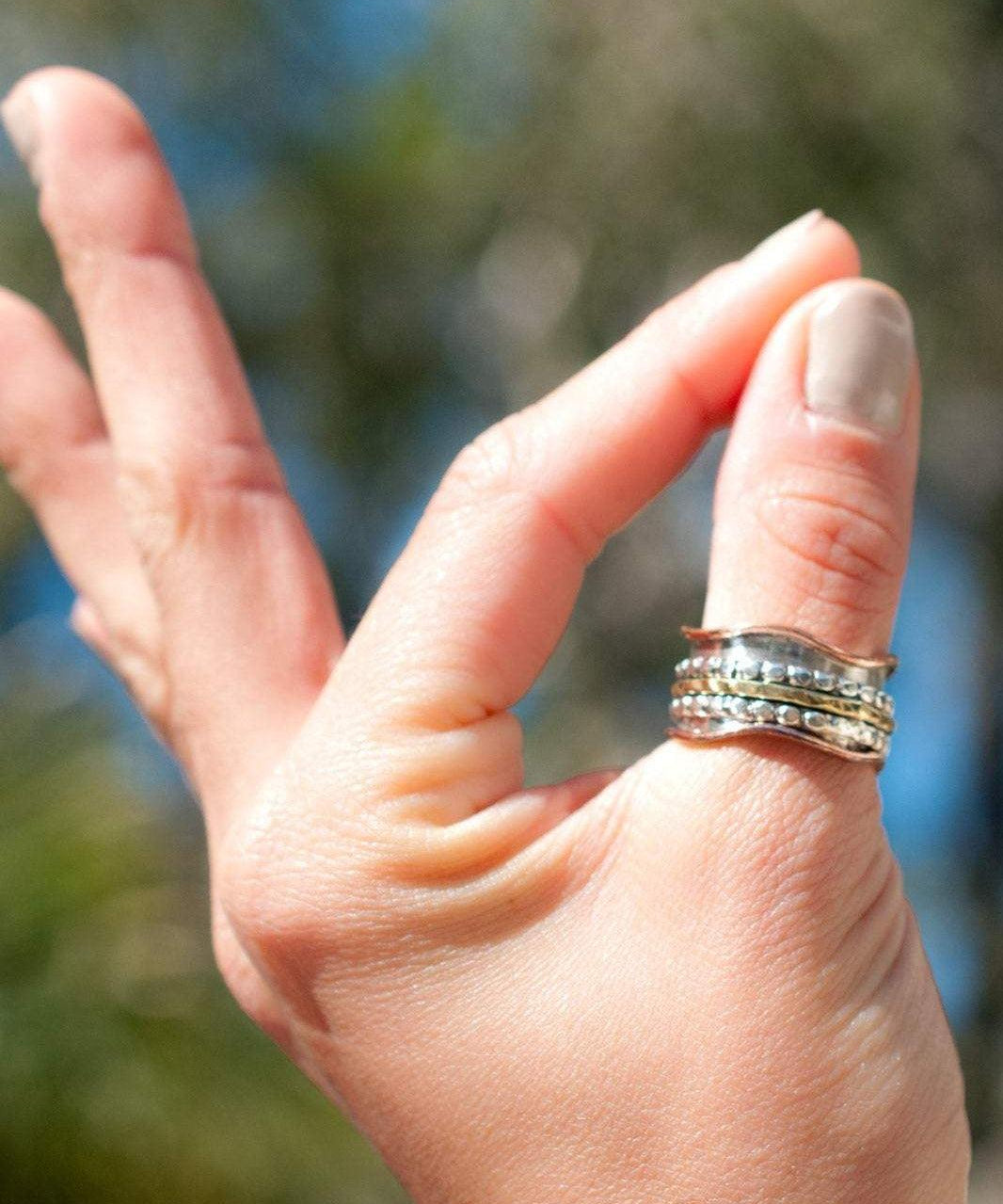Meditation Ring ~ Sterling Silver 925 & Copper & Bronze ~MS005 - Maresia Jewelry