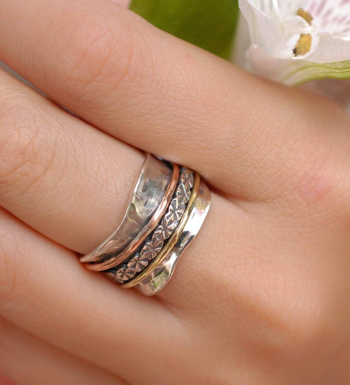 Meditation Ring ~ Sterling Silver 925 & Copper & Bronze ~MS002 - Maresia Jewelry