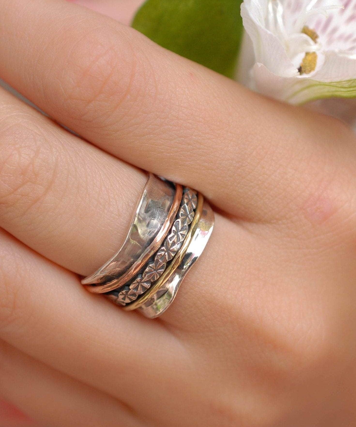 Meditation Ring ~ Sterling Silver 925 & Copper & Bronze ~MS002 - Maresia Jewelry