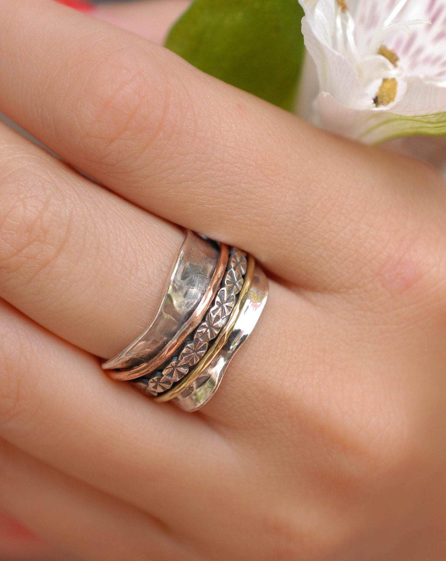 Meditation Ring ~ Sterling Silver 925 & Copper & Bronze ~MS002 - Maresia Jewelry